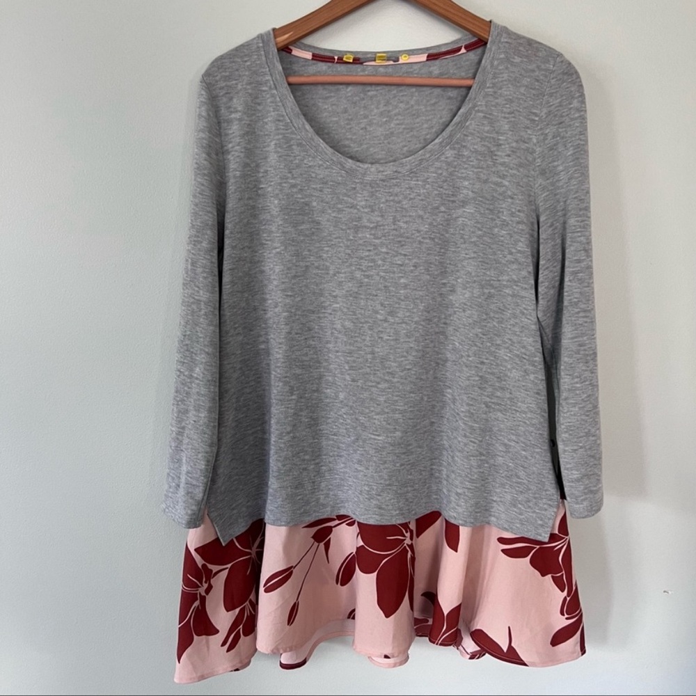 Anthro Little Yellow Button Layered Look Blouse • XL